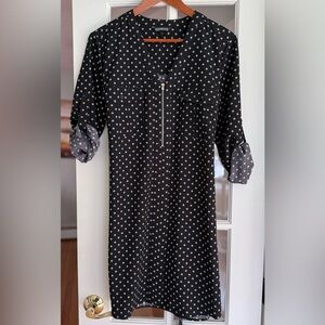 Express Black Diamond Pattern Belted Dress, Size Large